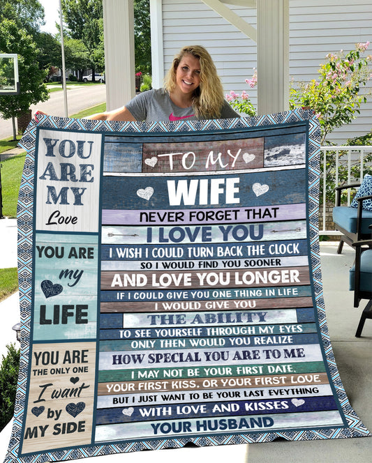 To My Wife- You Are My Love- With Love and Kisses Your Husband- Valentine's Day Gift for Wife Blanket